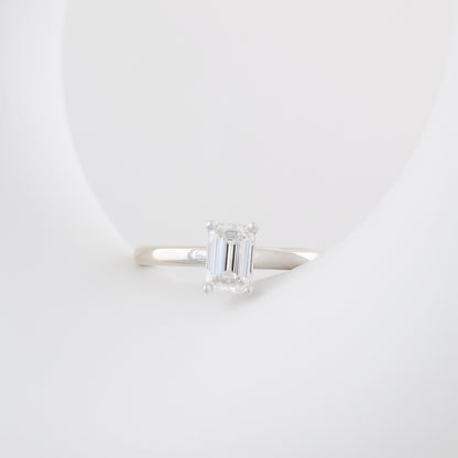 Adamante 1 ct. tw. Lab-Grown Emerald Cut Diamond Solitaire Engagement Ring in 14K White Gold close-up detail