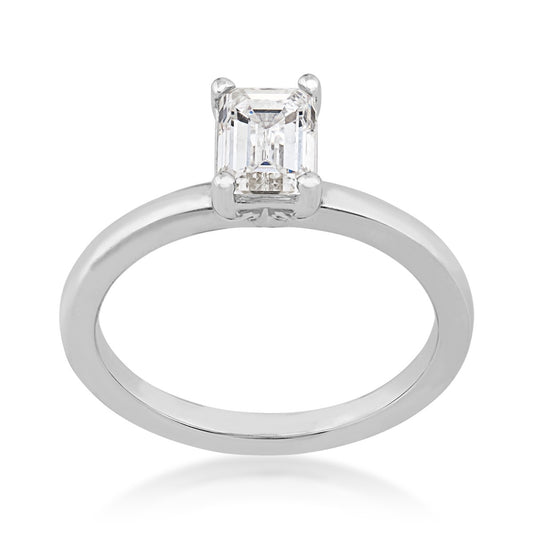 Adamante 1 ct. tw. Lab-Grown Emerald Cut Diamond Solitaire Engagement Ring in 14K White Gold