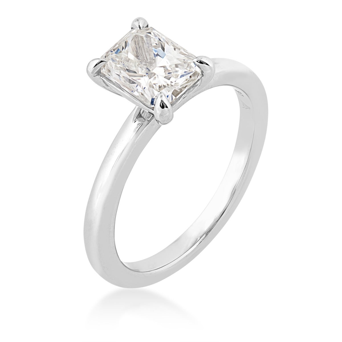 Adamante 1-1/2 ct. tw. Lab-Grown Radiant Cut Diamond Solitaire Engagement Ring in 14K White Gold front view