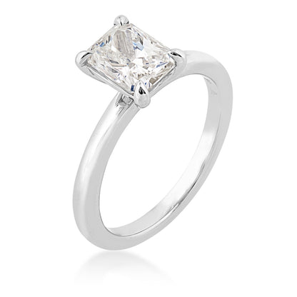 Adamante 1-1/2 ct. tw. Lab-Grown Radiant Cut Diamond Solitaire Engagement Ring in 14K White Gold front view
