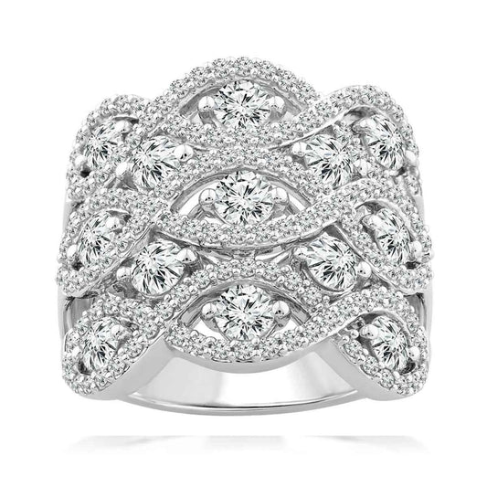 3 ct. tw. Multirow Diamond Twist Ring in 10K White Gold