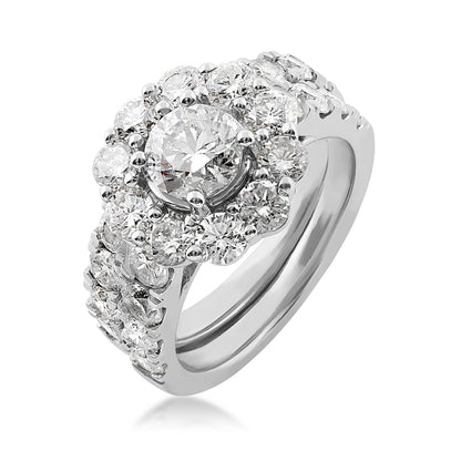 Amaura 4 ct. tw. Round Brilliant Diamond Halo Wedding Set in 14K White Gold front view