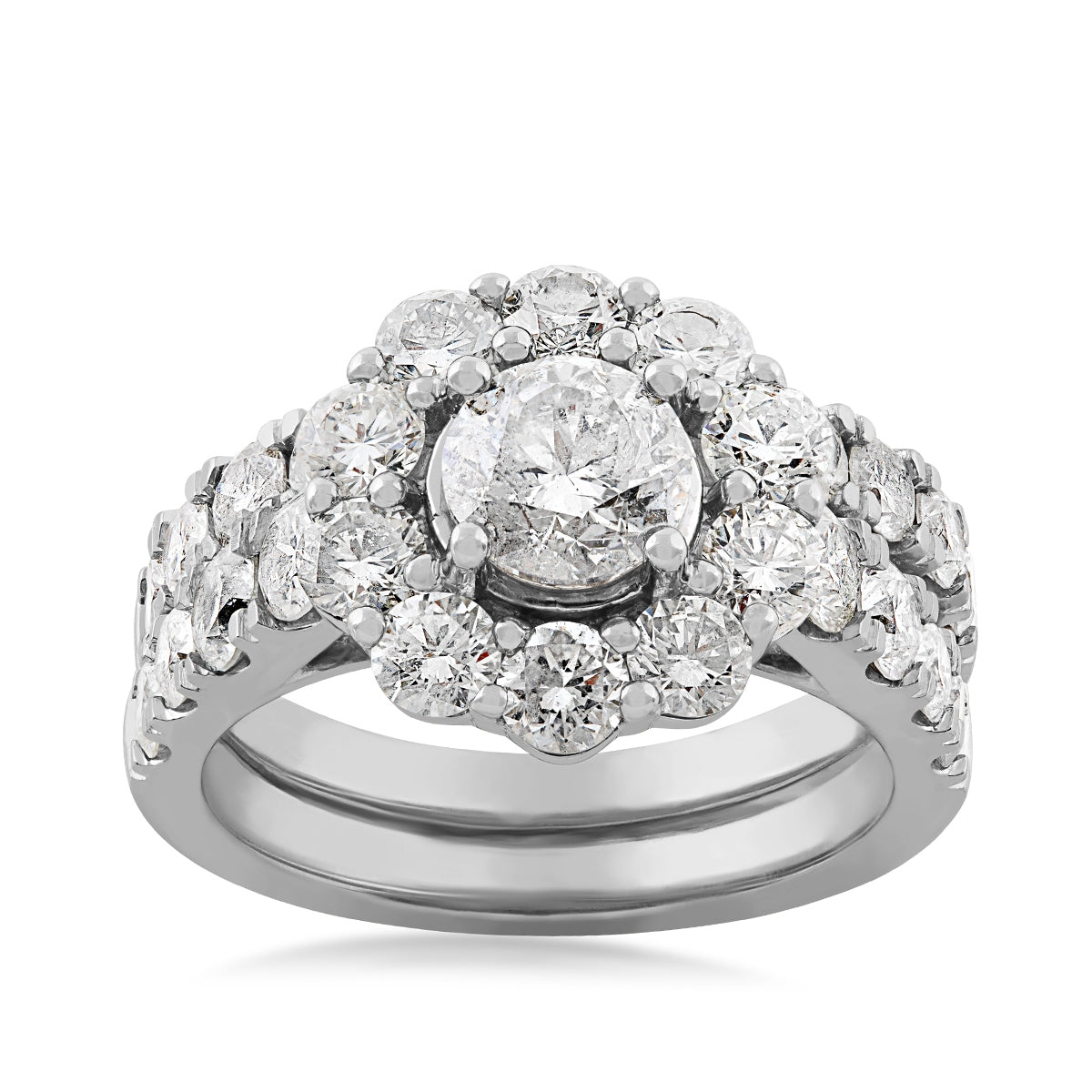 Amaura 4 ct. tw. Round Brilliant Diamond Halo Wedding Set in 14K White Gold