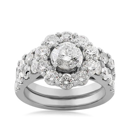 Amaura 4 ct. tw. Round Brilliant Diamond Halo Wedding Set in 14K White Gold