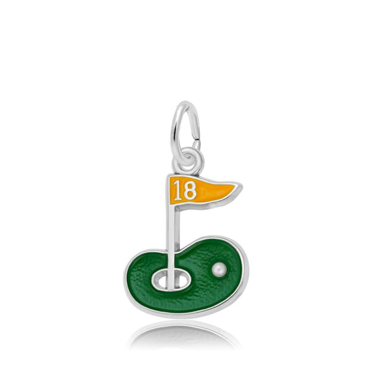 Golf Green Charm with Pearl in Sterling Silver