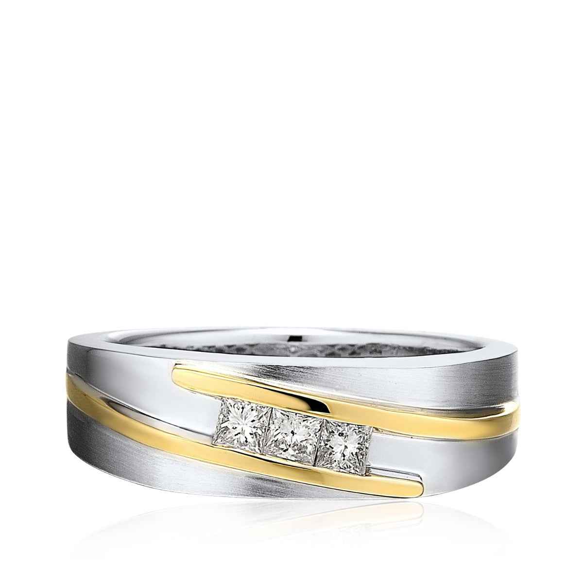 Men's 1/3 ct. tw. Diamond Ring in 10K White and Yellow Gold front view