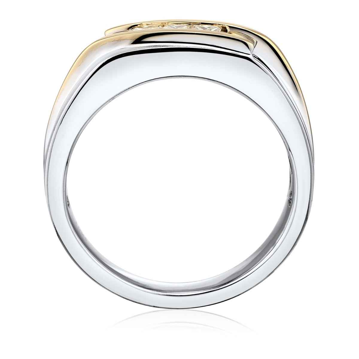 Men's 1/3 ct. tw. Diamond Ring in 10K White and Yellow Gold close-up detail