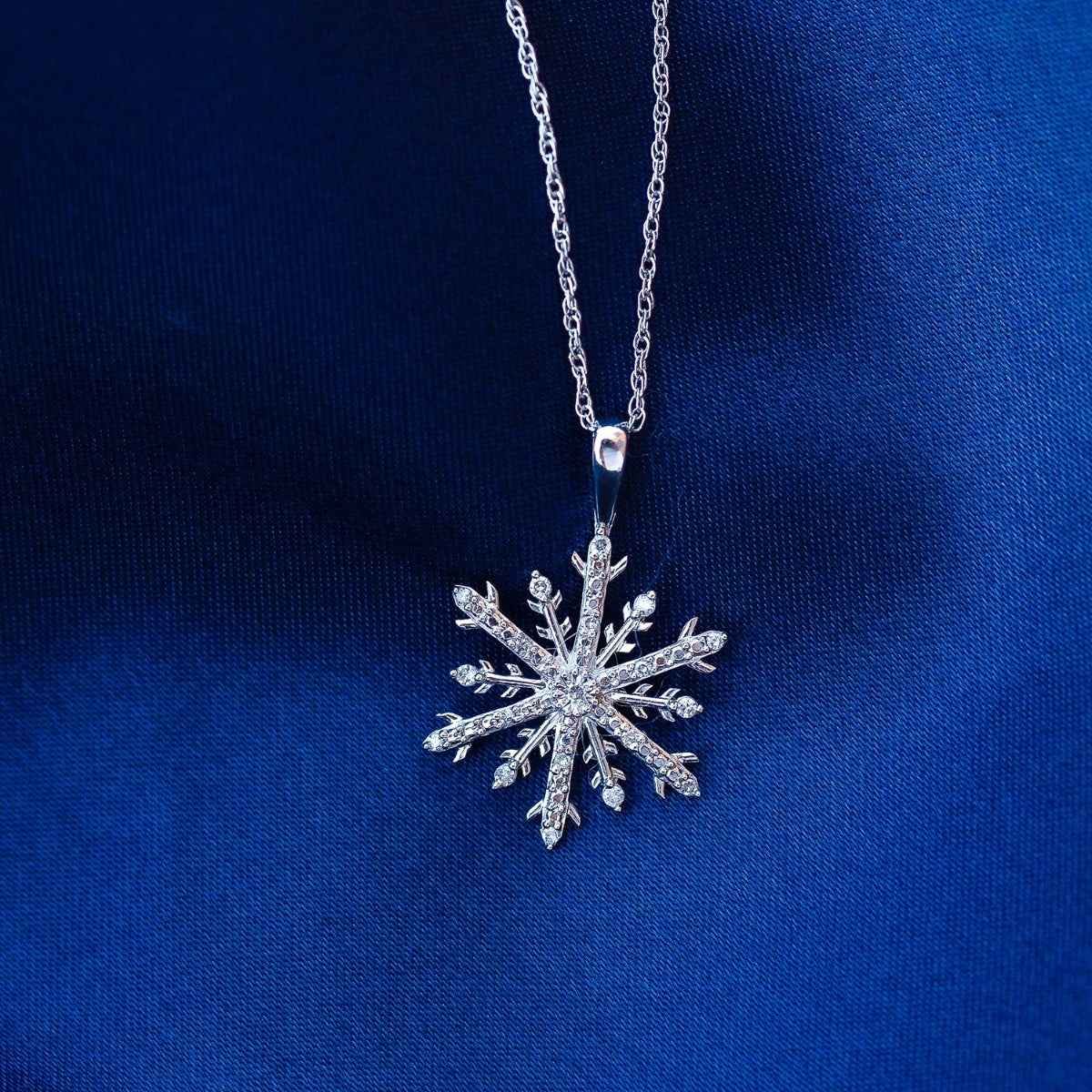 1/10 ct. tw. Diamond Snowflake Pendant in Sterling Silver close-up detail