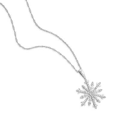 1/10 ct. tw. Diamond Snowflake Pendant in Sterling Silver front view