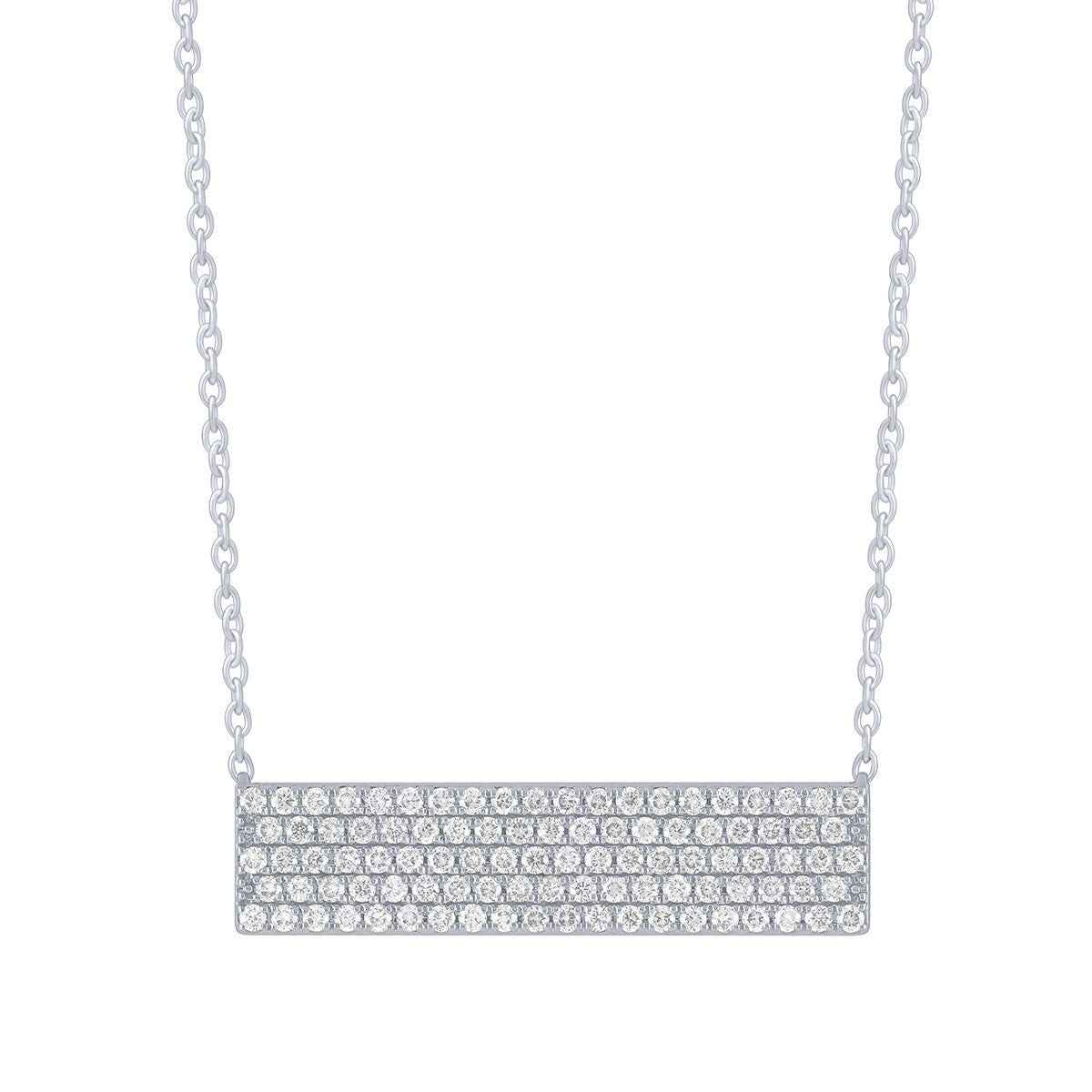 5/8 ct. tw. Diamond Pave Bar Necklace in 10K White Gold