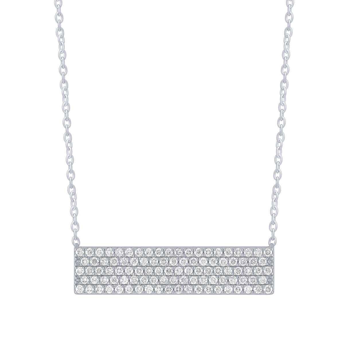 1 ct. tw. Diamond Pave Bar Necklace in 10K White Gold