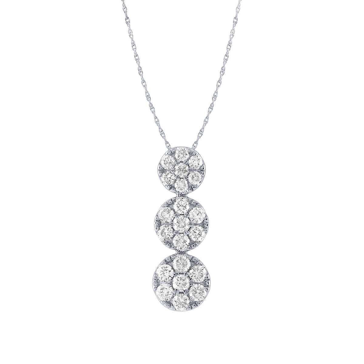 1/2 ct. tw. Diamond Triple Cluster Pendant in 10K White Gold