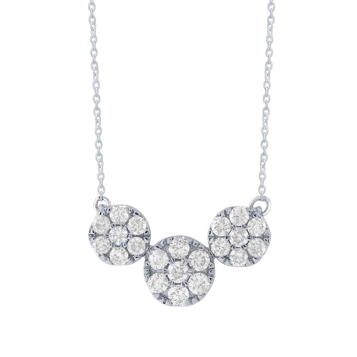 1/2 ct. tw. Diamond Triple Cluster Pendant in 10K White Gold (2)