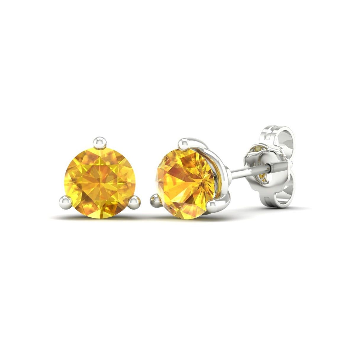 6mm Round Citrine Stud Earrings in 10K White Gold