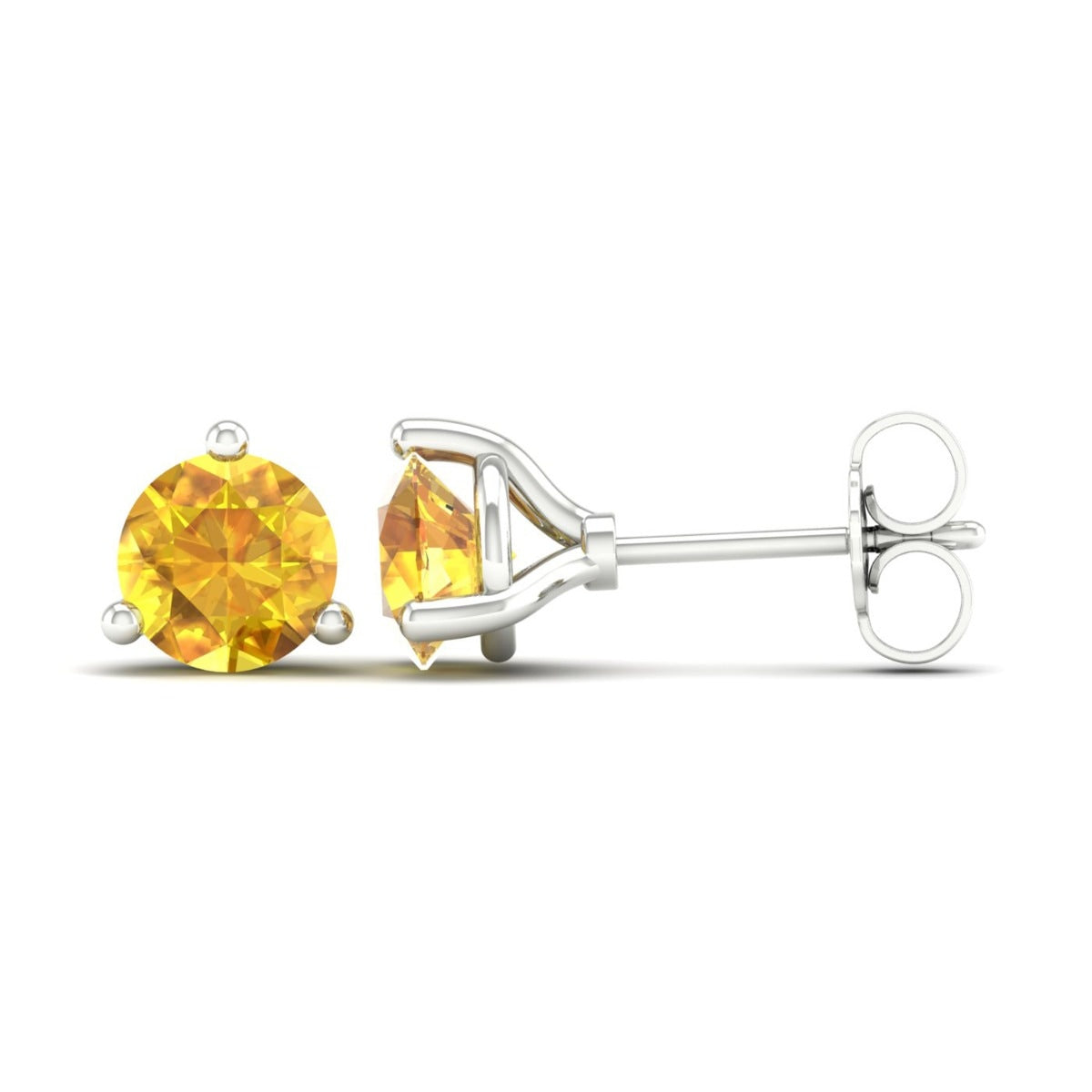 6mm Round Citrine Stud Earrings in 10K White Gold close-up detail