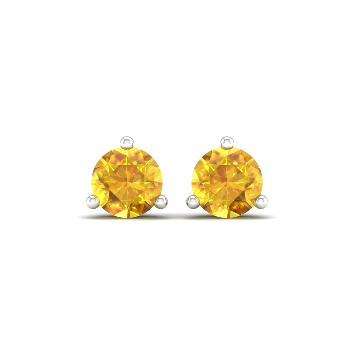 6mm Round Citrine Stud Earrings in 10K White Gold front view