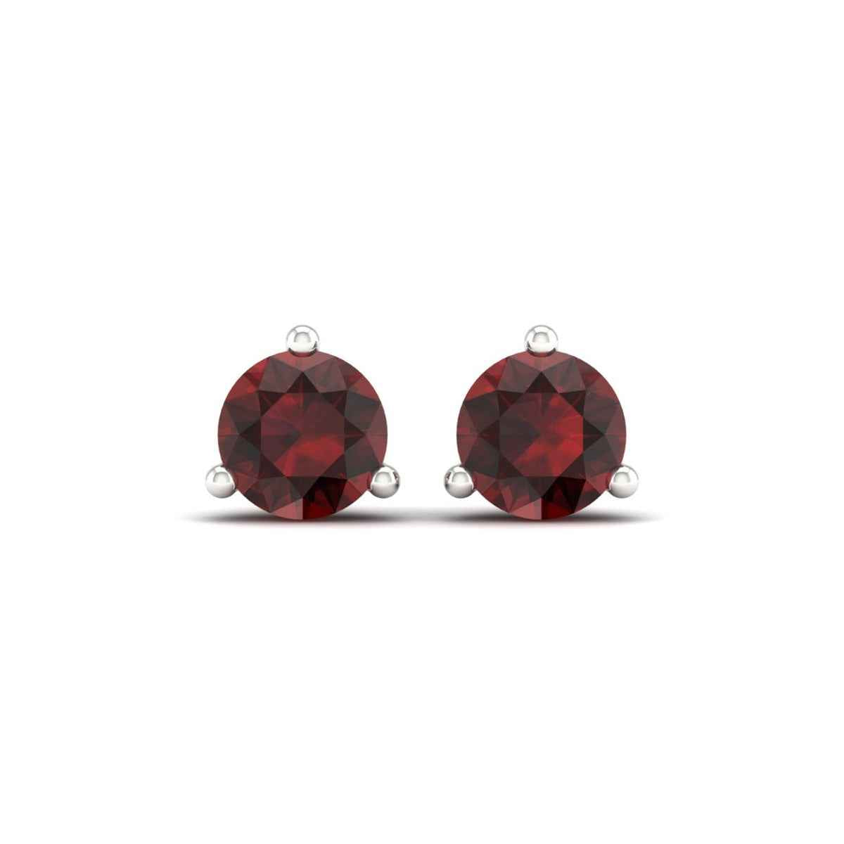 6mm Round Garnet Stud Earrings in 10K White Gold close-up detail