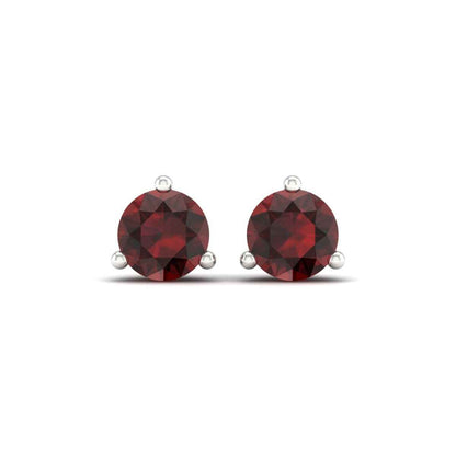 6mm Round Garnet Stud Earrings in 10K White Gold close-up detail