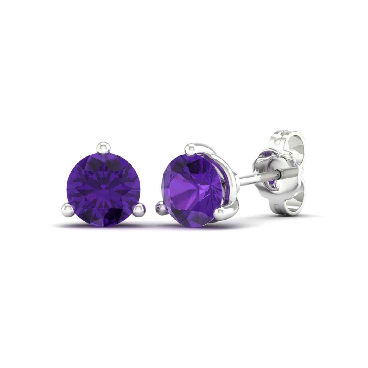 6mm Round Amethyst Stud Earrings in 10K White Gold