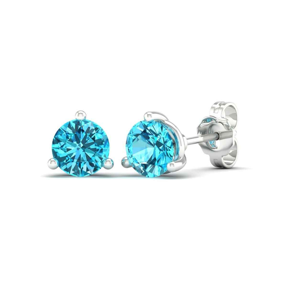 6mm Round Swiss Blue Topaz Stud Earrings in 10K White Gold