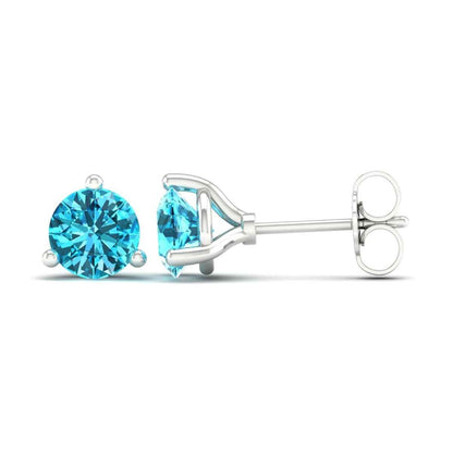 6mm Round Swiss Blue Topaz Stud Earrings in 10K White Gold close-up detail