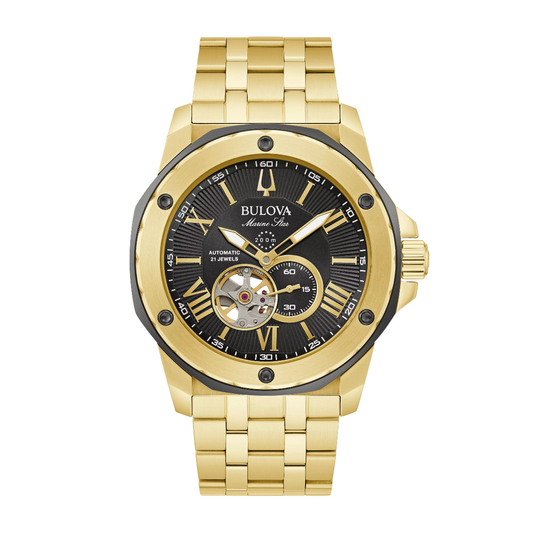 Bulova Men's Marine Star Gold-Tone Stainless Steel Watch with Black Dial (2)