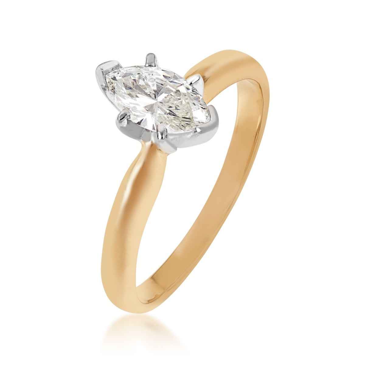 Natural 1/2 ct. tw. Marquise Diamond Solitaire Engagement Ring in 14K Yellow Gold front view
