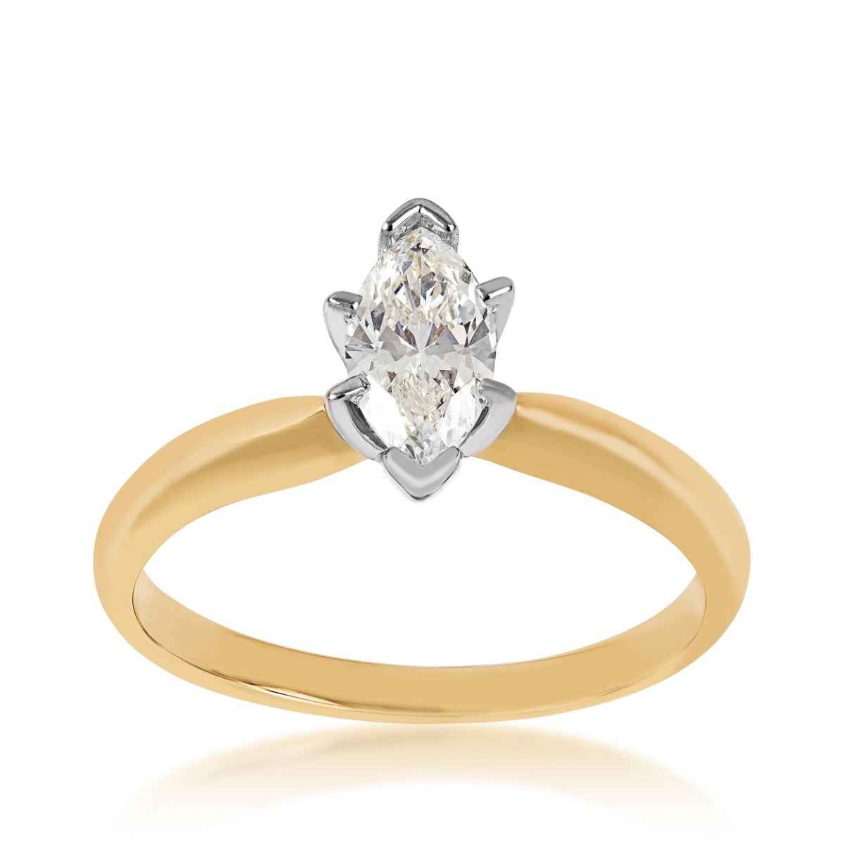 Natural 1/2 ct. tw. Marquise Diamond Solitaire Engagement Ring in 14K Yellow Gold