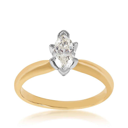 Natural 1/2 ct. tw. Marquise Diamond Solitaire Engagement Ring in 14K Yellow Gold