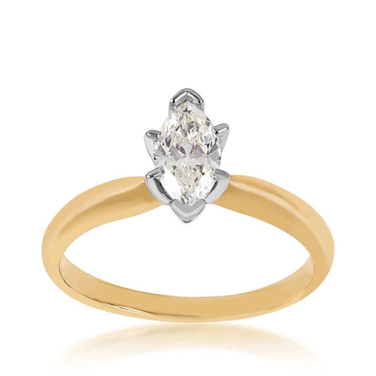 Natural 1/2 ct. tw. Marquise Diamond Solitaire Engagement Ring in 14K Yellow Gold