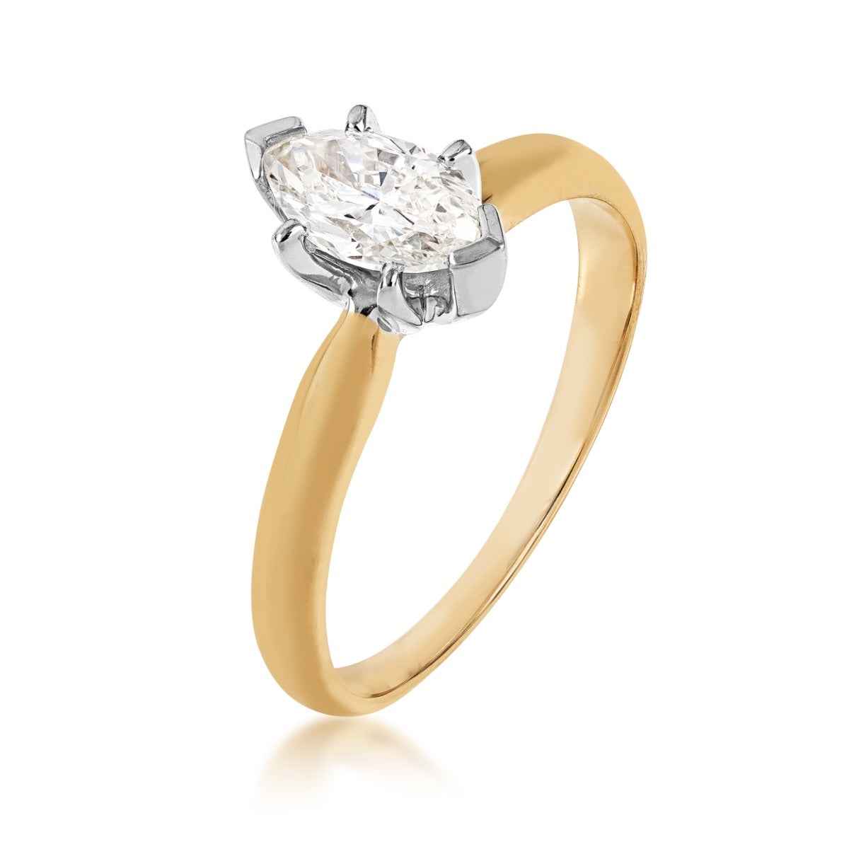Natural 3/4 ct. tw. Marquise Diamond Solitaire Engagement Ring in 14K Yellow Gold front view