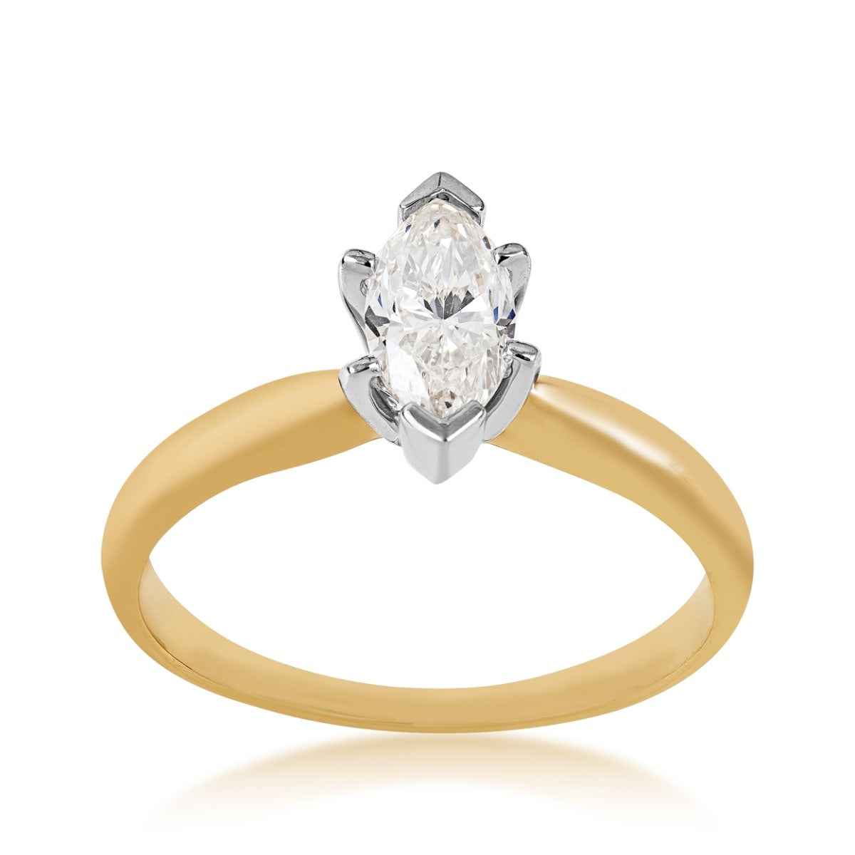 Natural 3/4 ct. tw. Marquise Diamond Solitaire Engagement Ring in 14K Yellow Gold