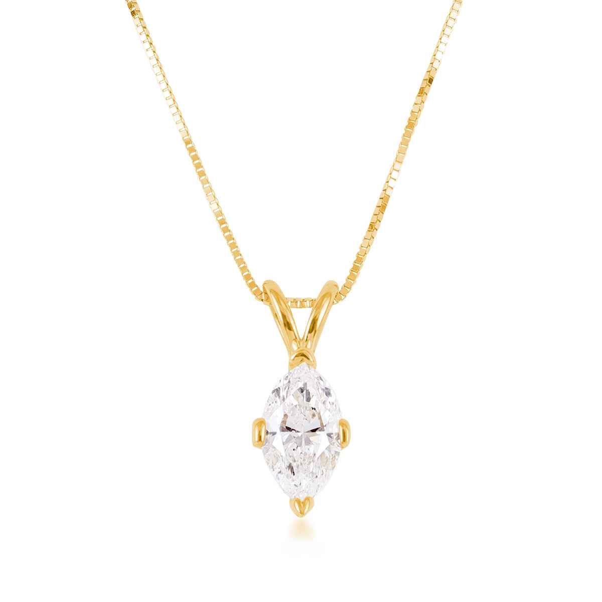 1/2 ct. tw. Marquise Diamond Solitaire Pendant in 14K Yellow Gold
