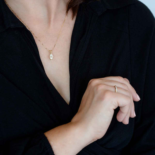 1 ct. tw. Marquise Diamond Solitaire Pendant in 14K Yellow Gold close-up detail
