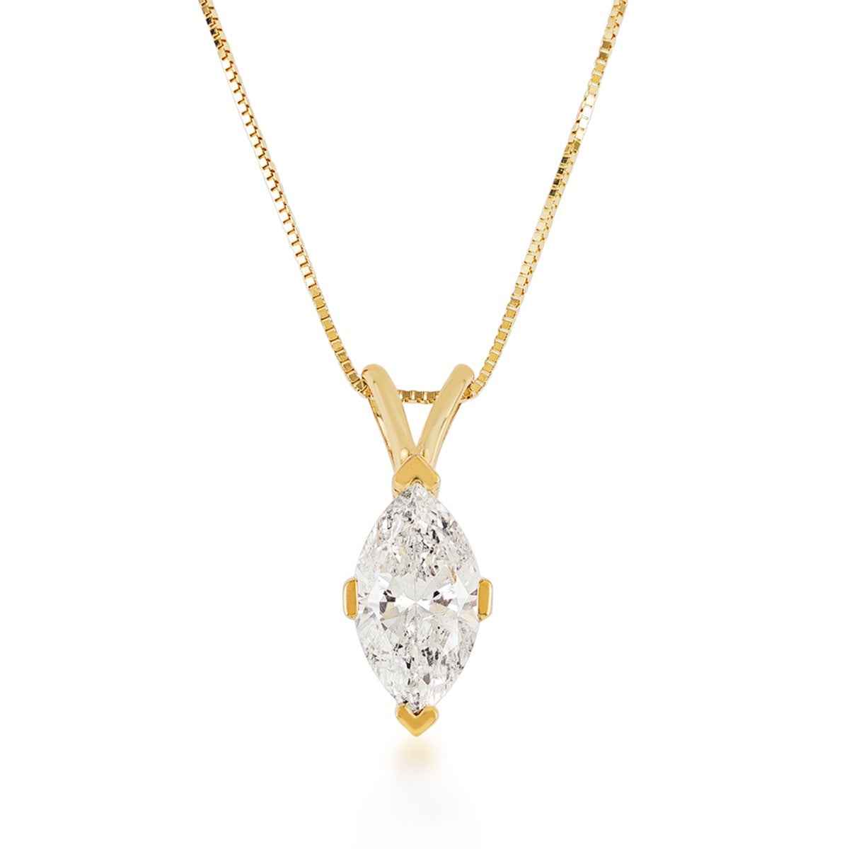 1 ct. tw. Marquise Diamond Solitaire Pendant in 14K Yellow Gold
