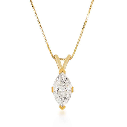 1 ct. tw. Marquise Diamond Solitaire Pendant in 14K Yellow Gold