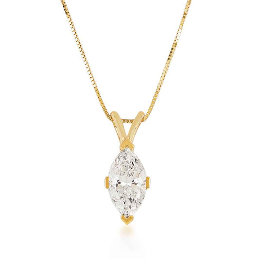 1 ct. tw. Marquise Diamond Solitaire Pendant in 14K Yellow Gold