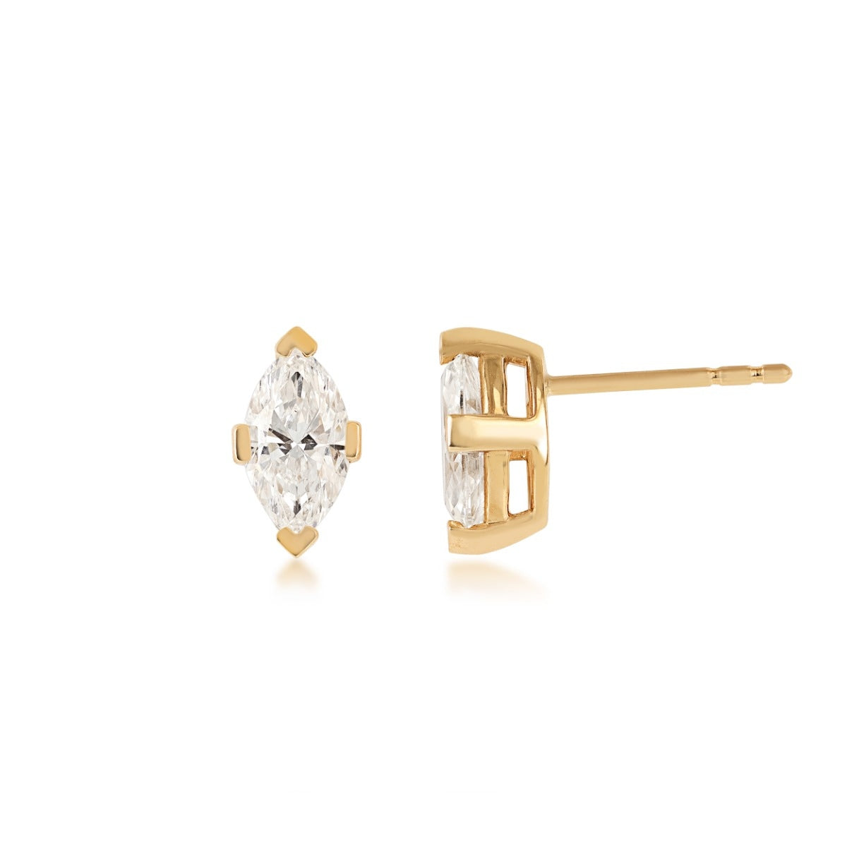 3/4 ct. tw. Marquise Diamond Solitaire Earrings in 14K Yellow Gold