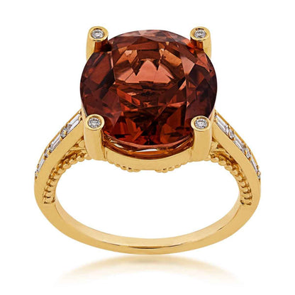 Round Copper Tourmaline & 1/6 ct. tw. Diamond Ring in 14K Yellow Gold