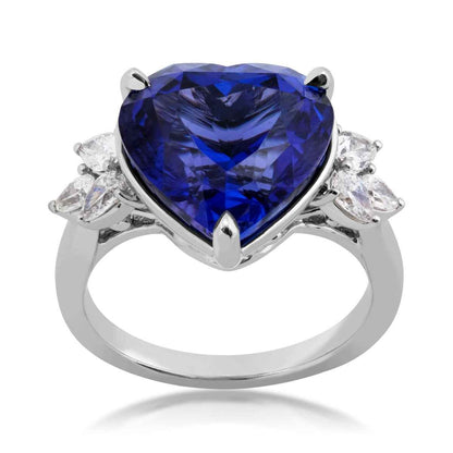 Heart Tanzanite & 1/2 ct. tw. Diamond Ring in 18K White Gold