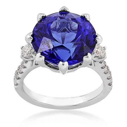 Round Tanzanite & 1/2 ct. tw. Diamond Ring in 18K White Gold