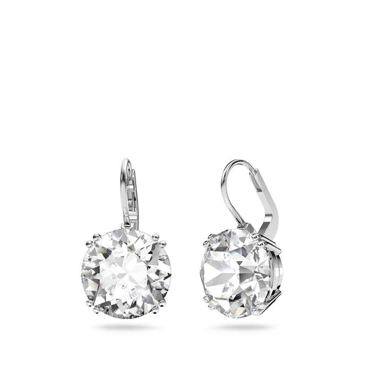 Swarovski Round White Mayfly Crystal Dangle Earrings in White Rhodium Plating