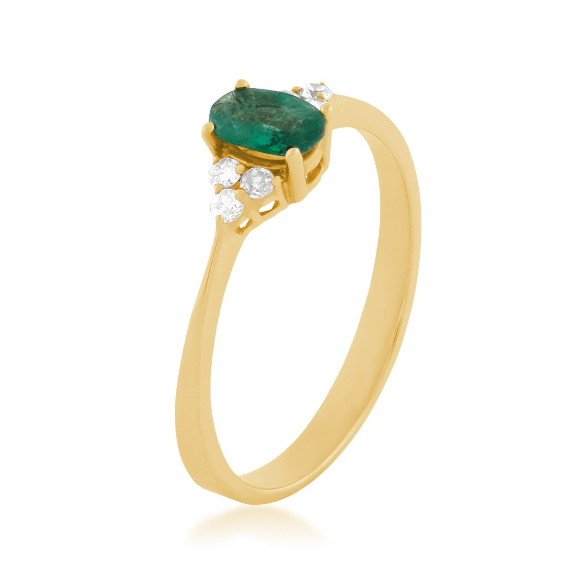 Oval Emerald & 1/10 ct. tw. Diamond Ring in 14K Yellow Gold front view (2)