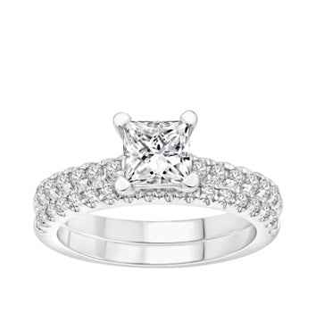 Natural 1-1/2 ct. tw. Princess Cut Diamond Wedding Set in 14K White Gold (2)