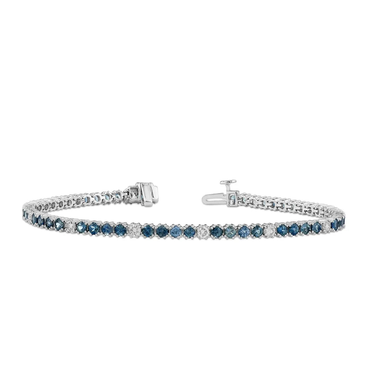American Colors Montana Sapphire & 1 ct. tw. Diamond 8-inch Tennis Bracelet in 10K White Gold