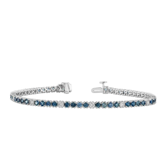 American Colors Montana Sapphire & 1 ct. tw. Diamond Tennis Bracelet in 10K White Gold