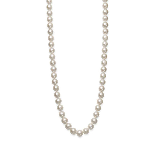 24-inch White Freshwater 7.5-8.5mm Pearl Strand Necklace in 14K Yellow Gold
