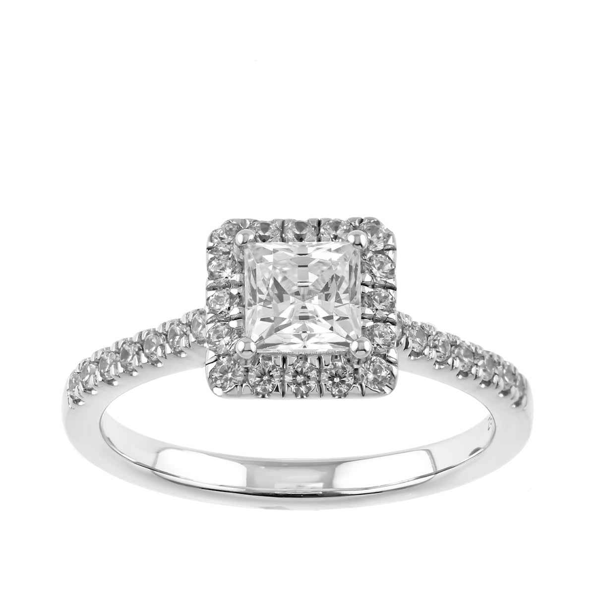 Amaura 1 ct. tw. Princess Cut Diamond Halo Engagement Ring in 14K White Gold