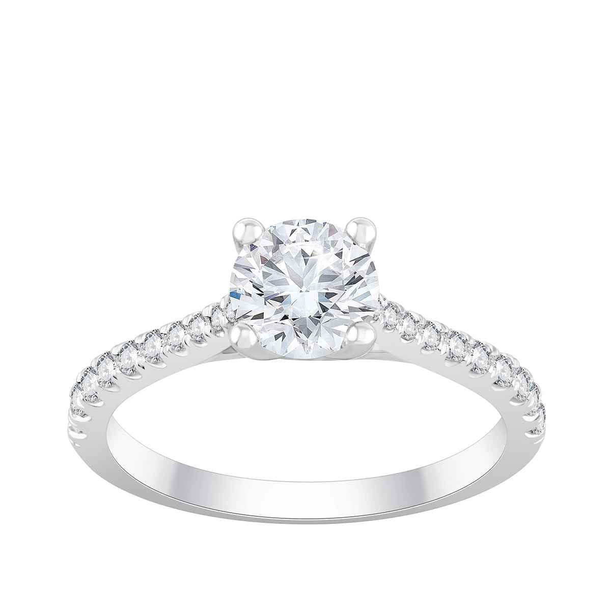 Natural 1-1/4 ct. tw. Round Brilliant Diamond Engagement Ring in 14K White Gold