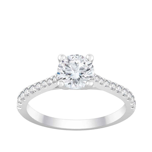 Natural 1-1/4 ct. tw. Round Brilliant Diamond Engagement Ring in 14K White Gold